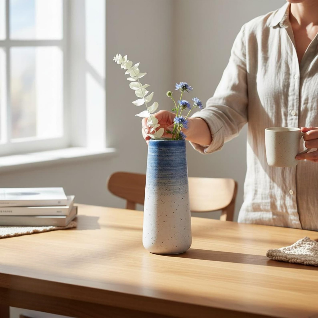 Ceramic Porcelain Vase – Blue Ombre