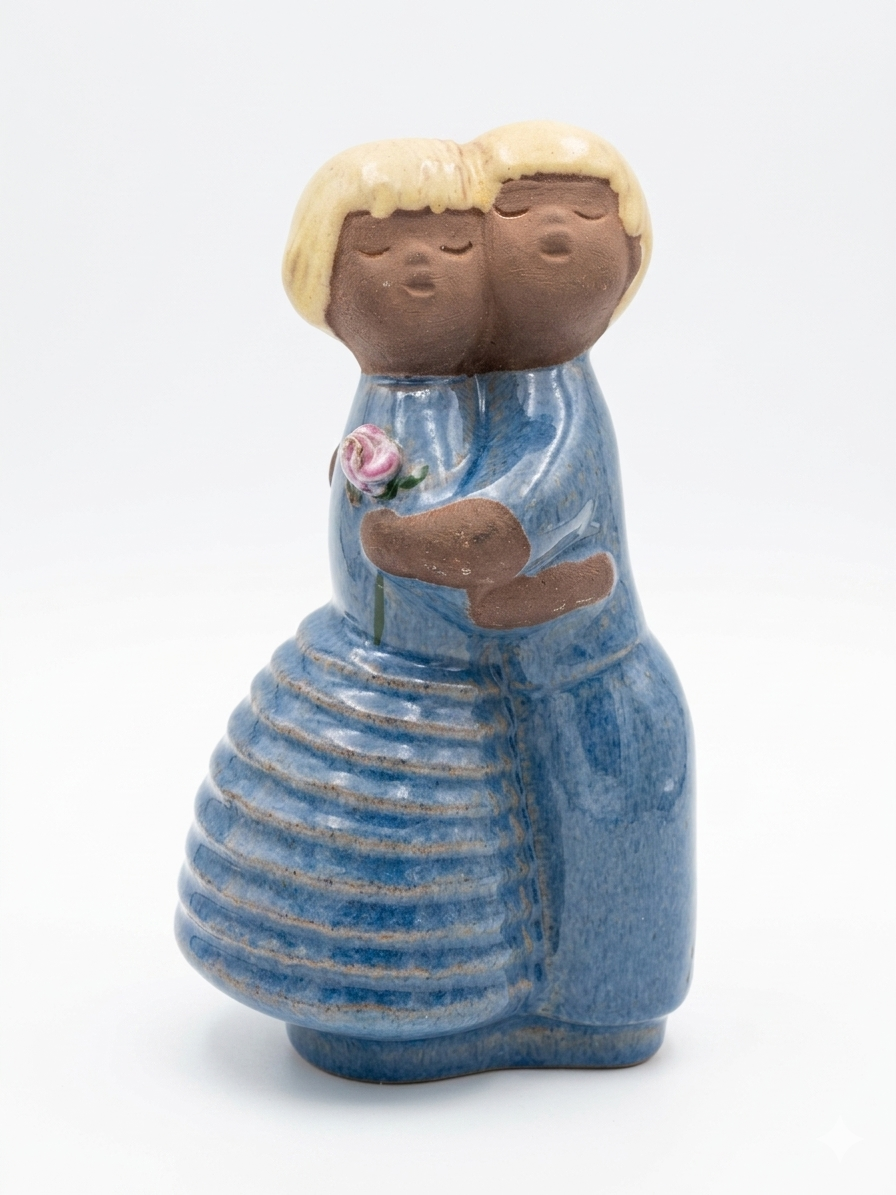 Ceramic Couple Figurine – Blue Glaze