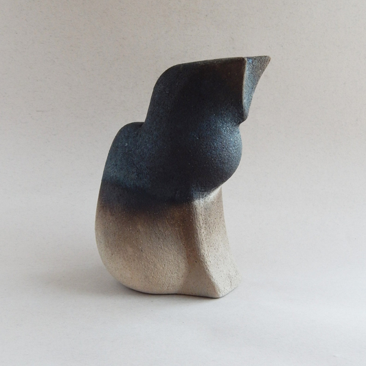 Ceramic Cat Sculpture – Black and Sand