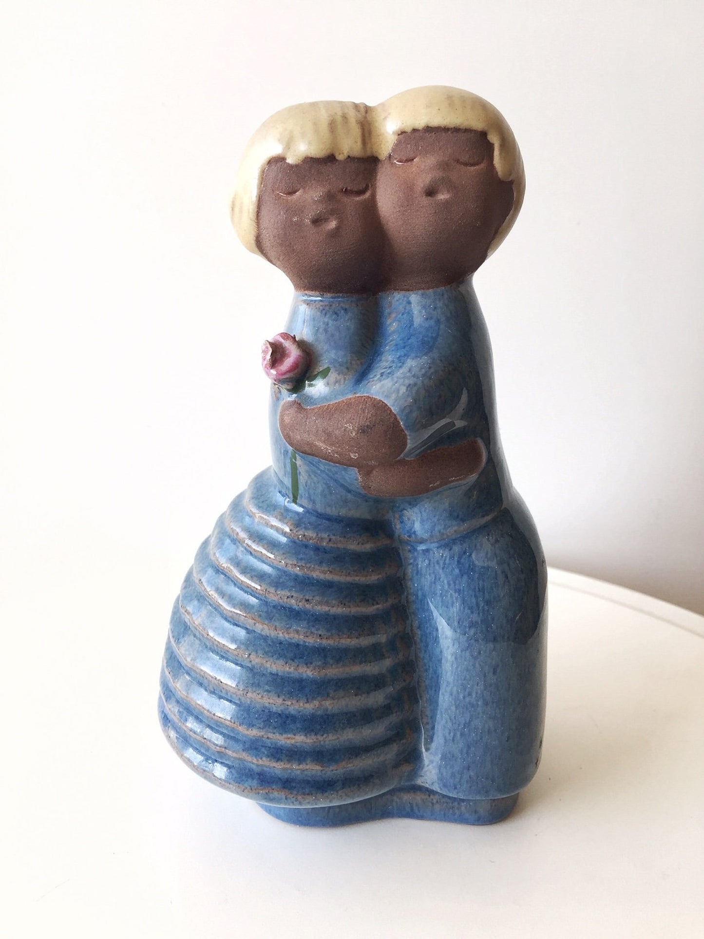 Ceramic Couple Figurine – Blue Glaze