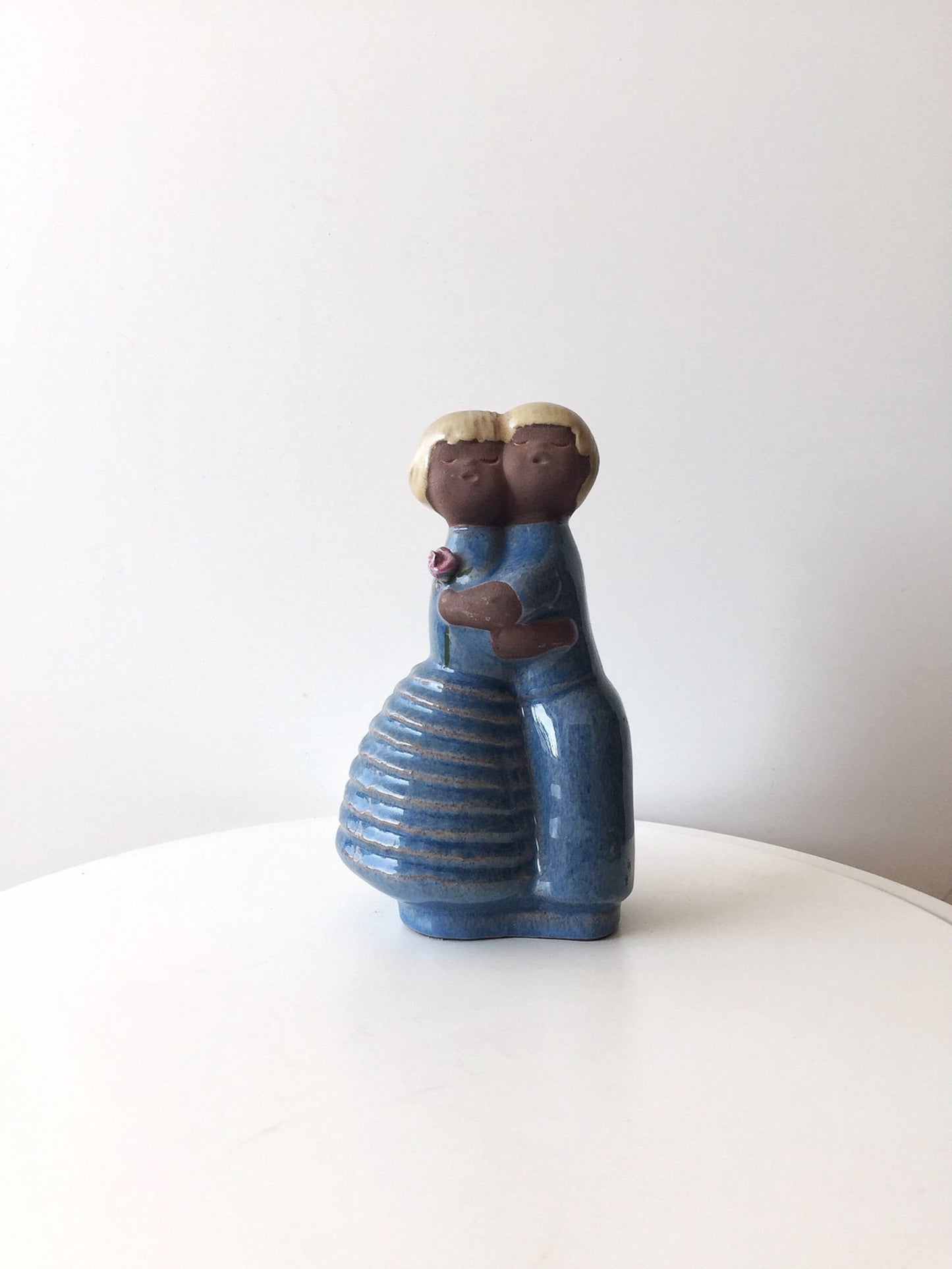 Ceramic Couple Figurine – Blue Glaze