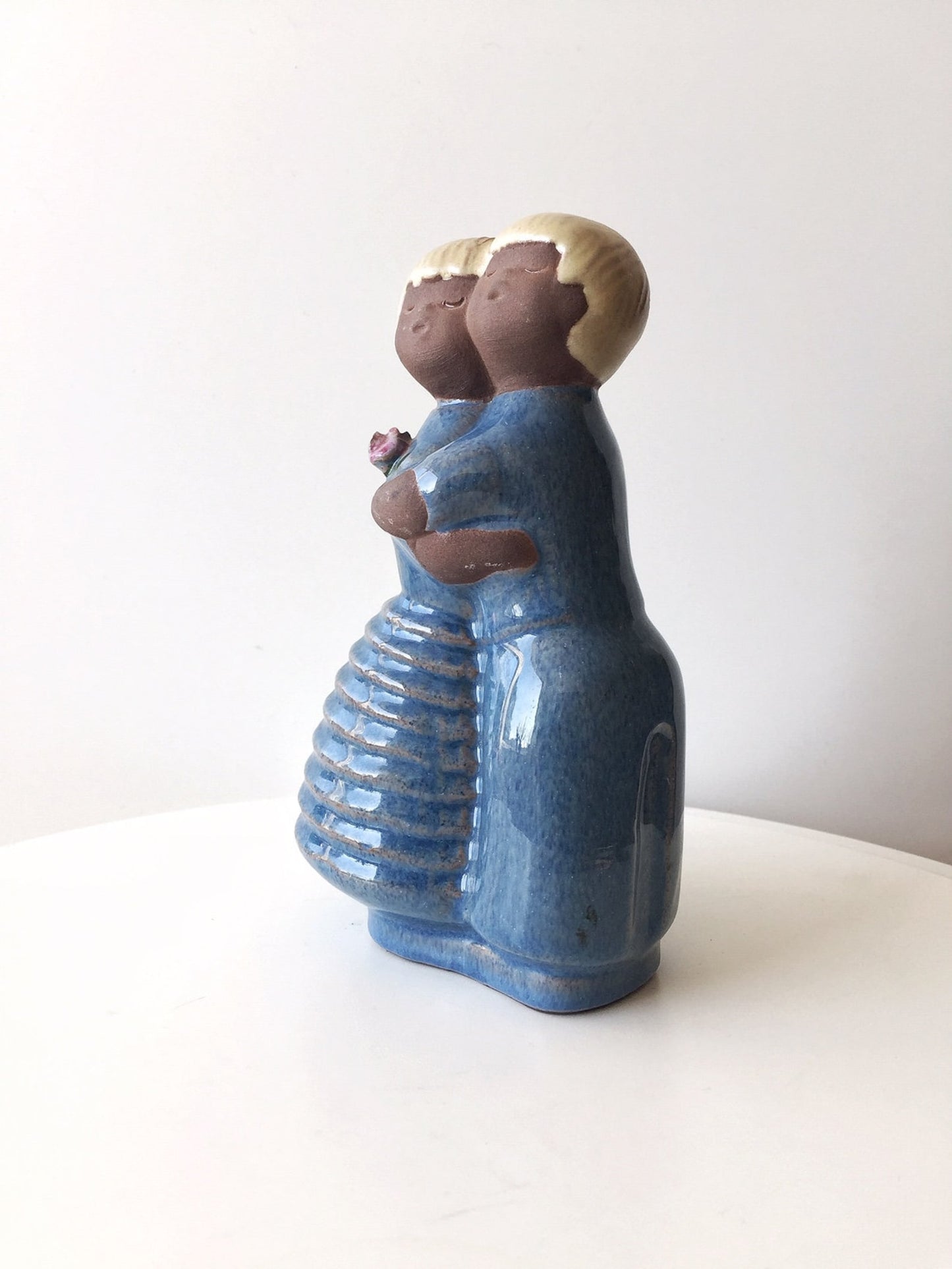 Ceramic Couple Figurine – Blue Glaze