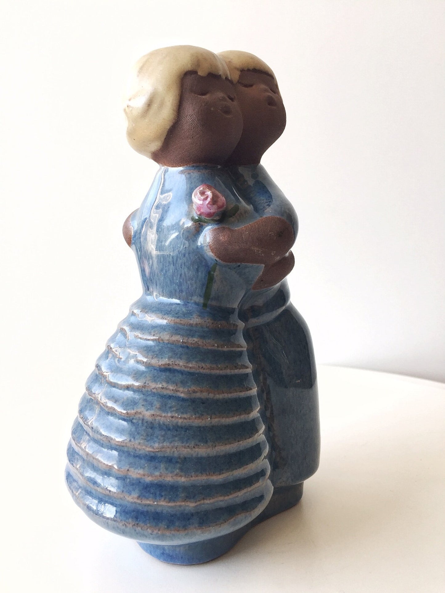 Ceramic Couple Figurine – Blue Glaze