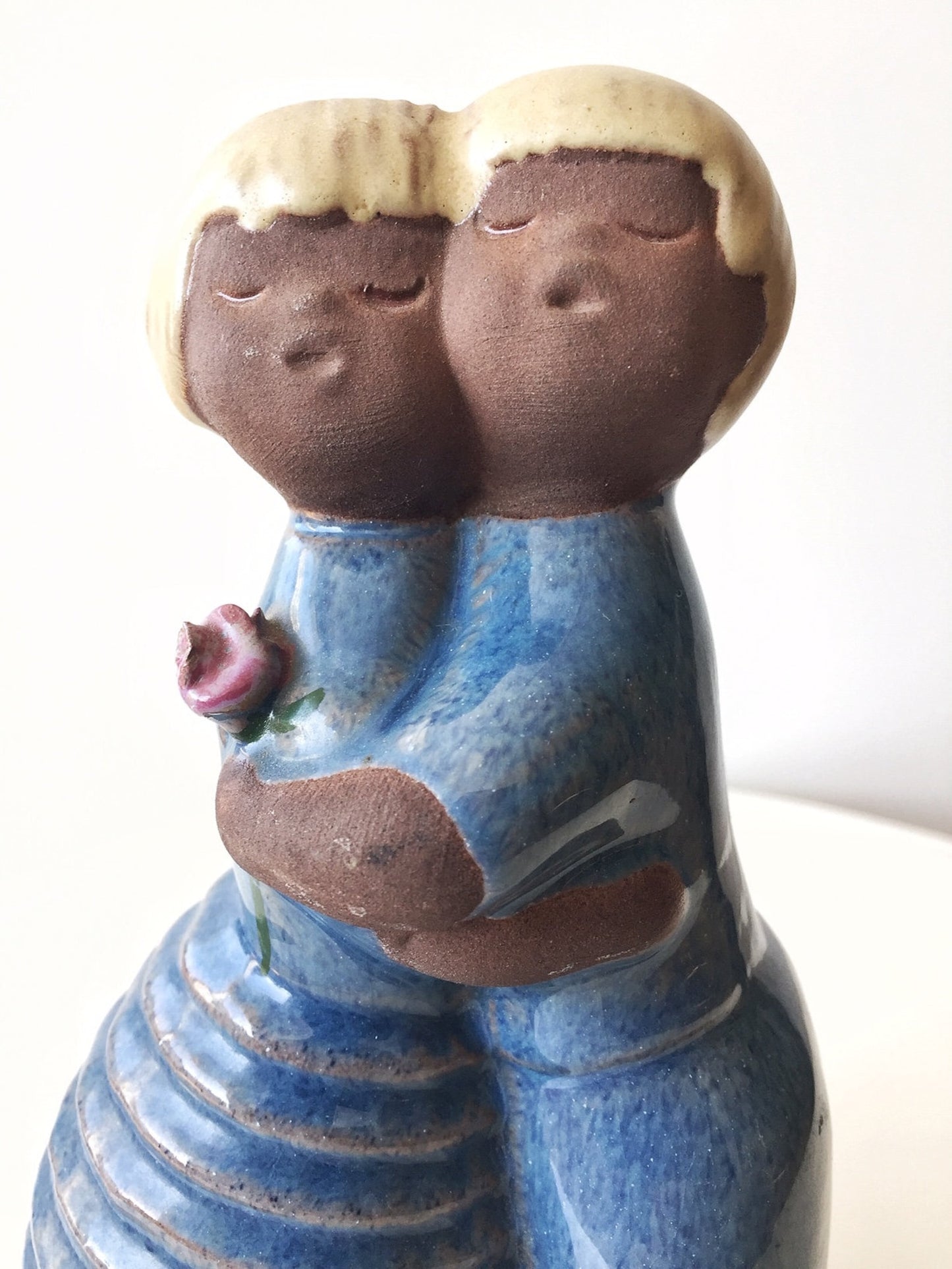 Ceramic Couple Figurine – Blue Glaze