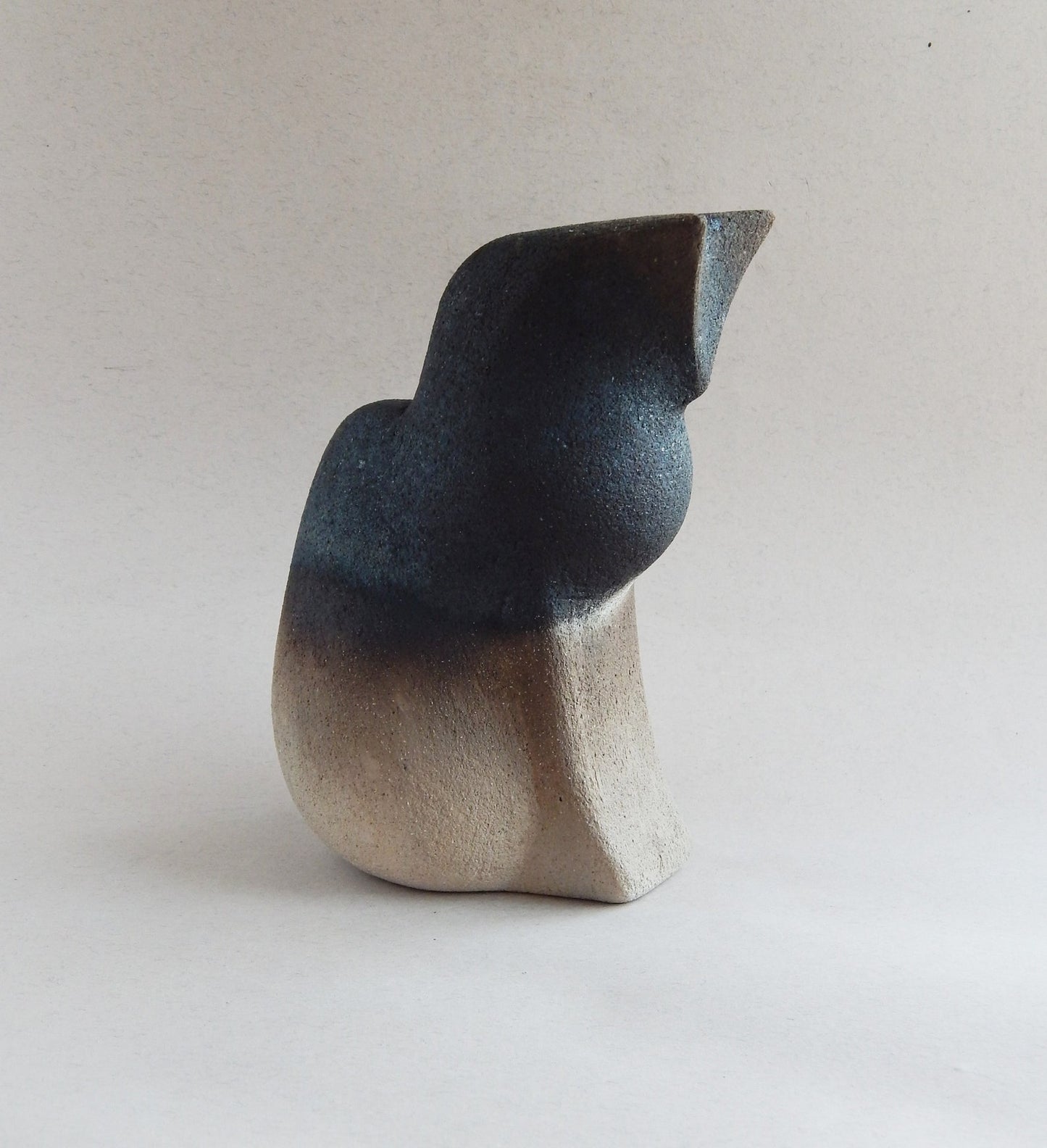 Ceramic Cat Sculpture – Black and Sand