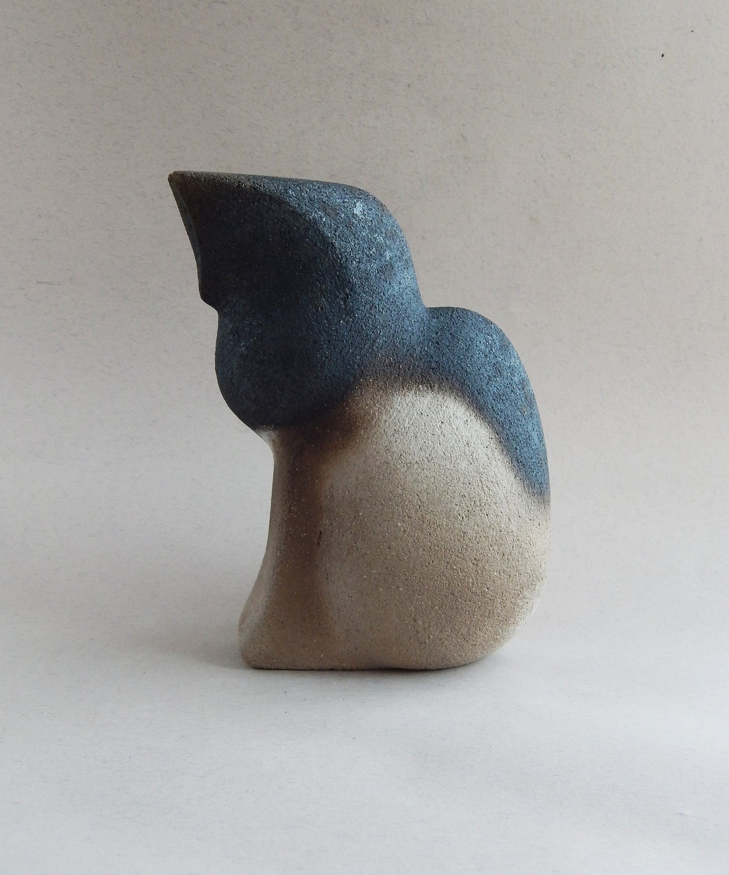 Ceramic Cat Sculpture – Black and Sand