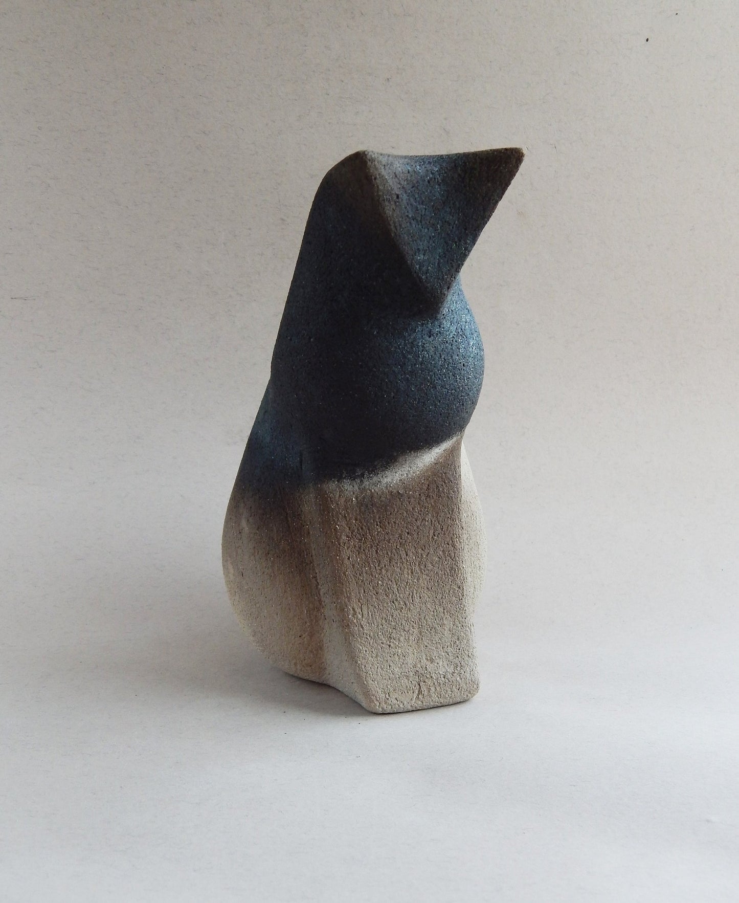 Ceramic Cat Sculpture – Black and Sand