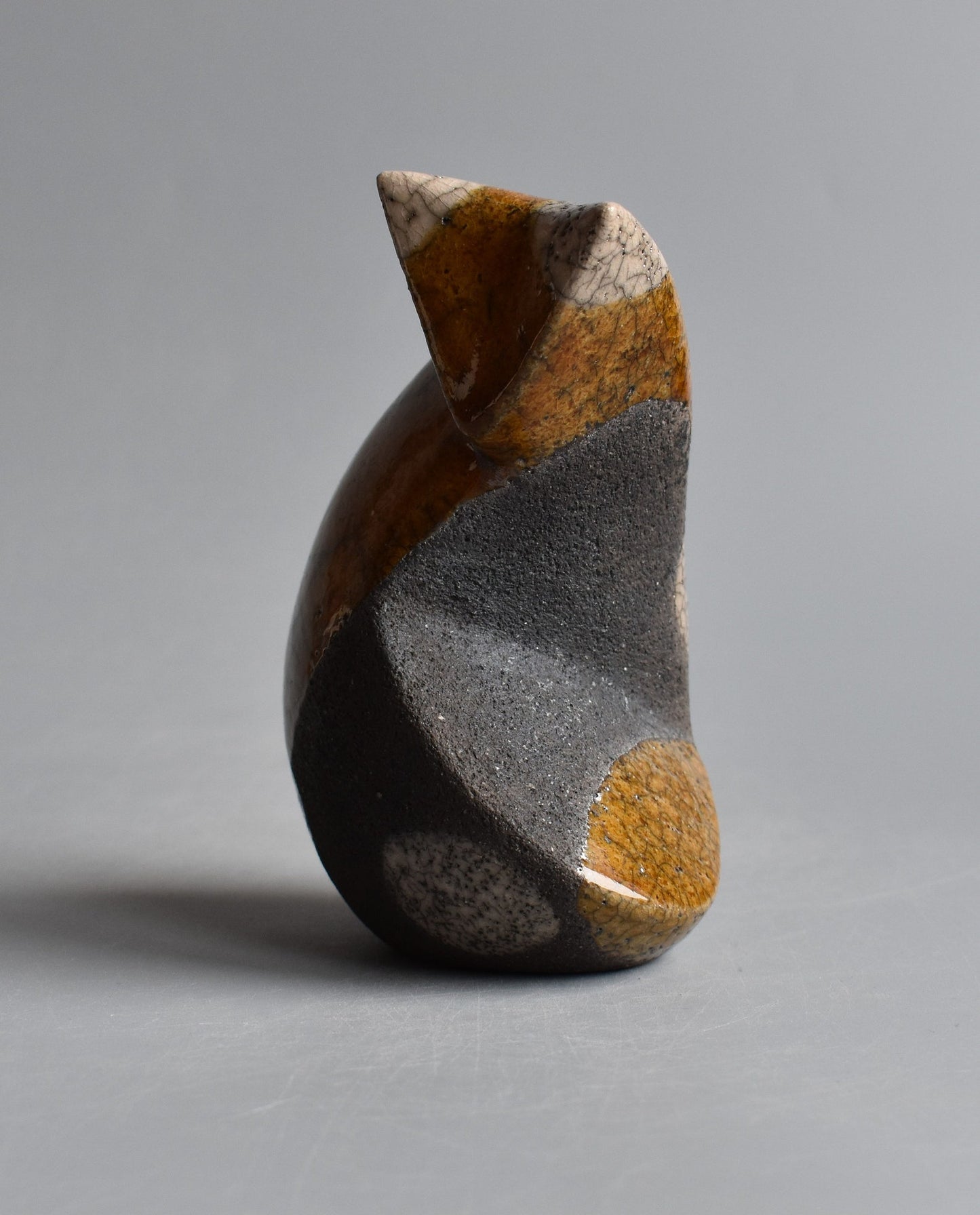 Ceramic Cat Figurine – Brown and Cream