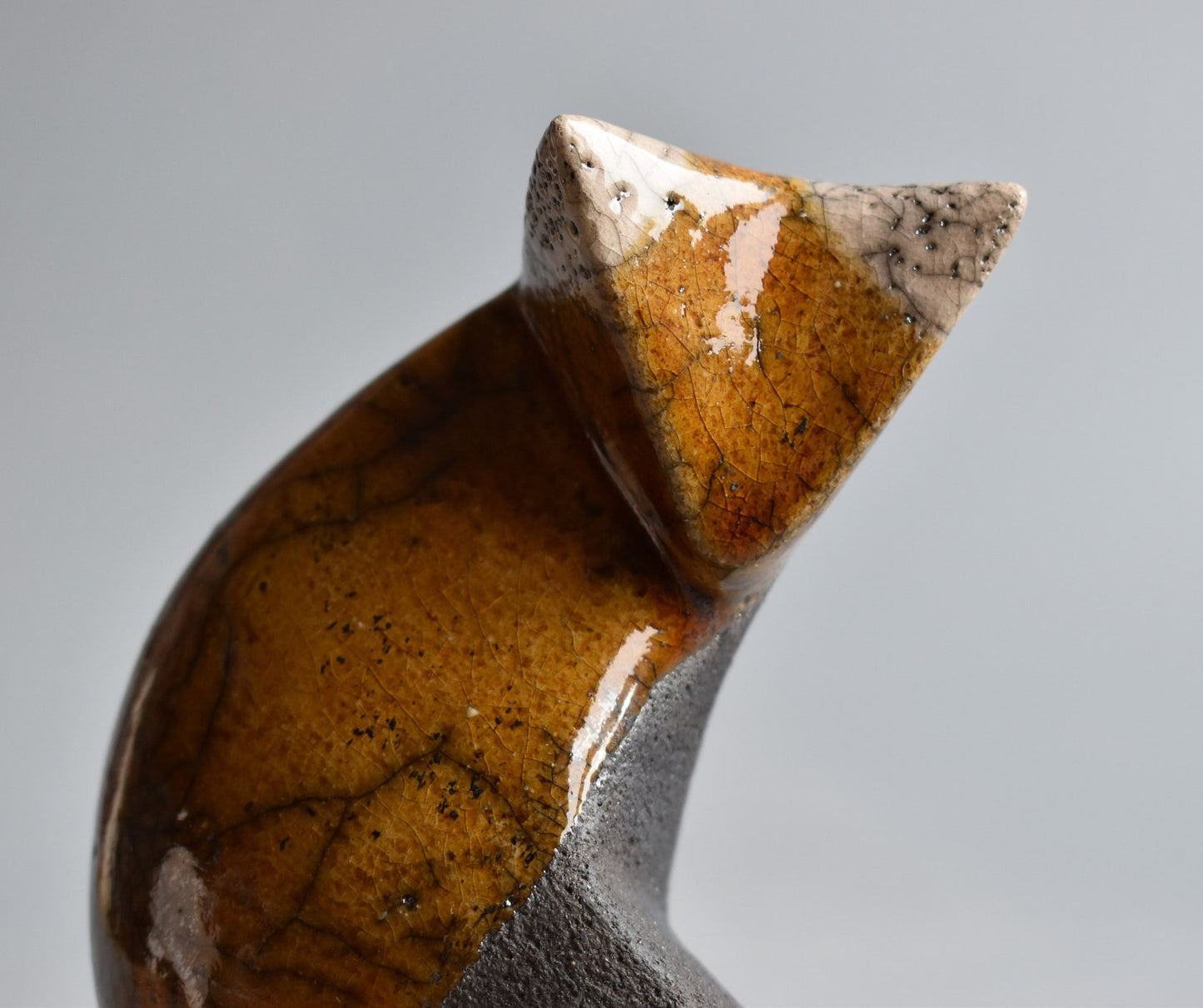 Ceramic Cat Figurine – Brown and Cream