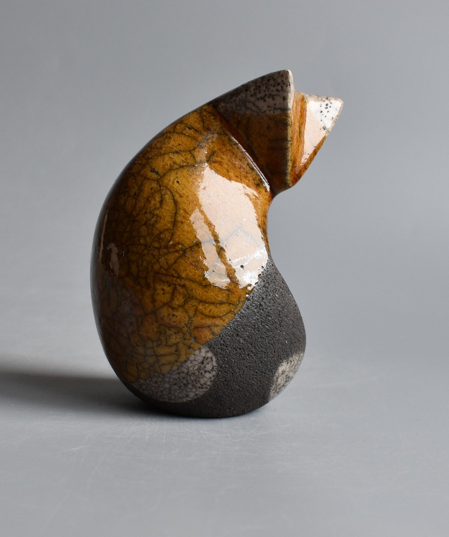 Ceramic Cat Figurine – Brown and Cream