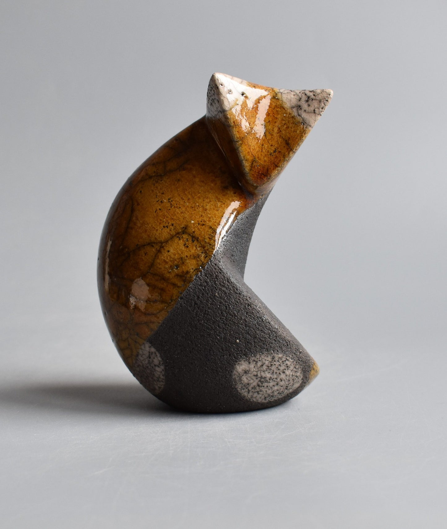 Ceramic Cat Figurine – Brown and Cream