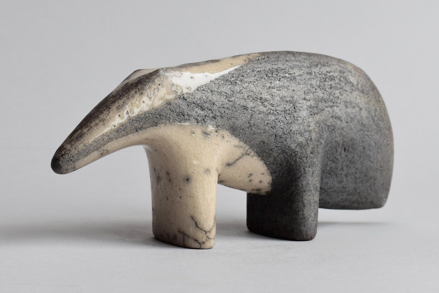 Ceramic Anteater Figurine – Grey and Cream