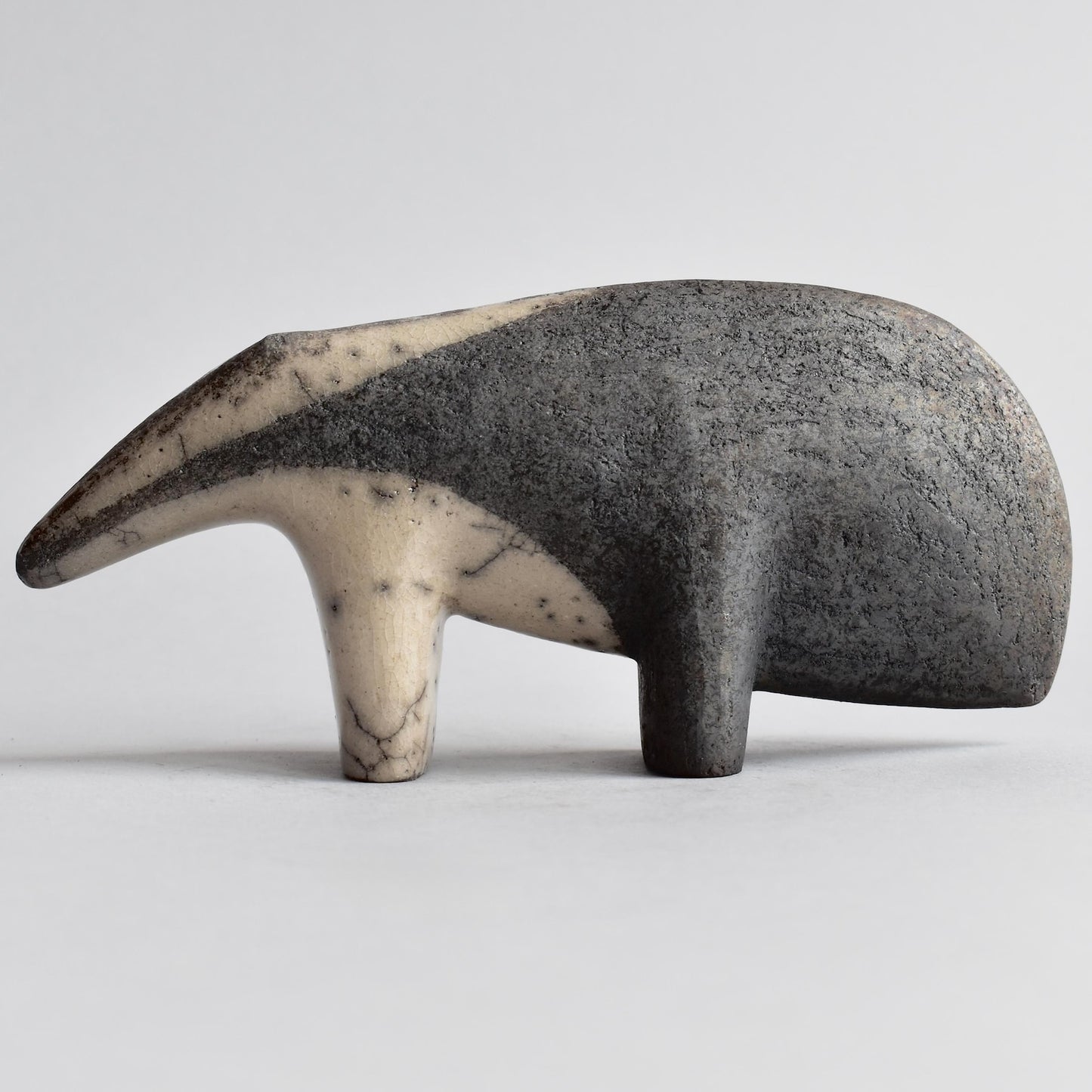 Ceramic Anteater Figurine – Grey and Cream