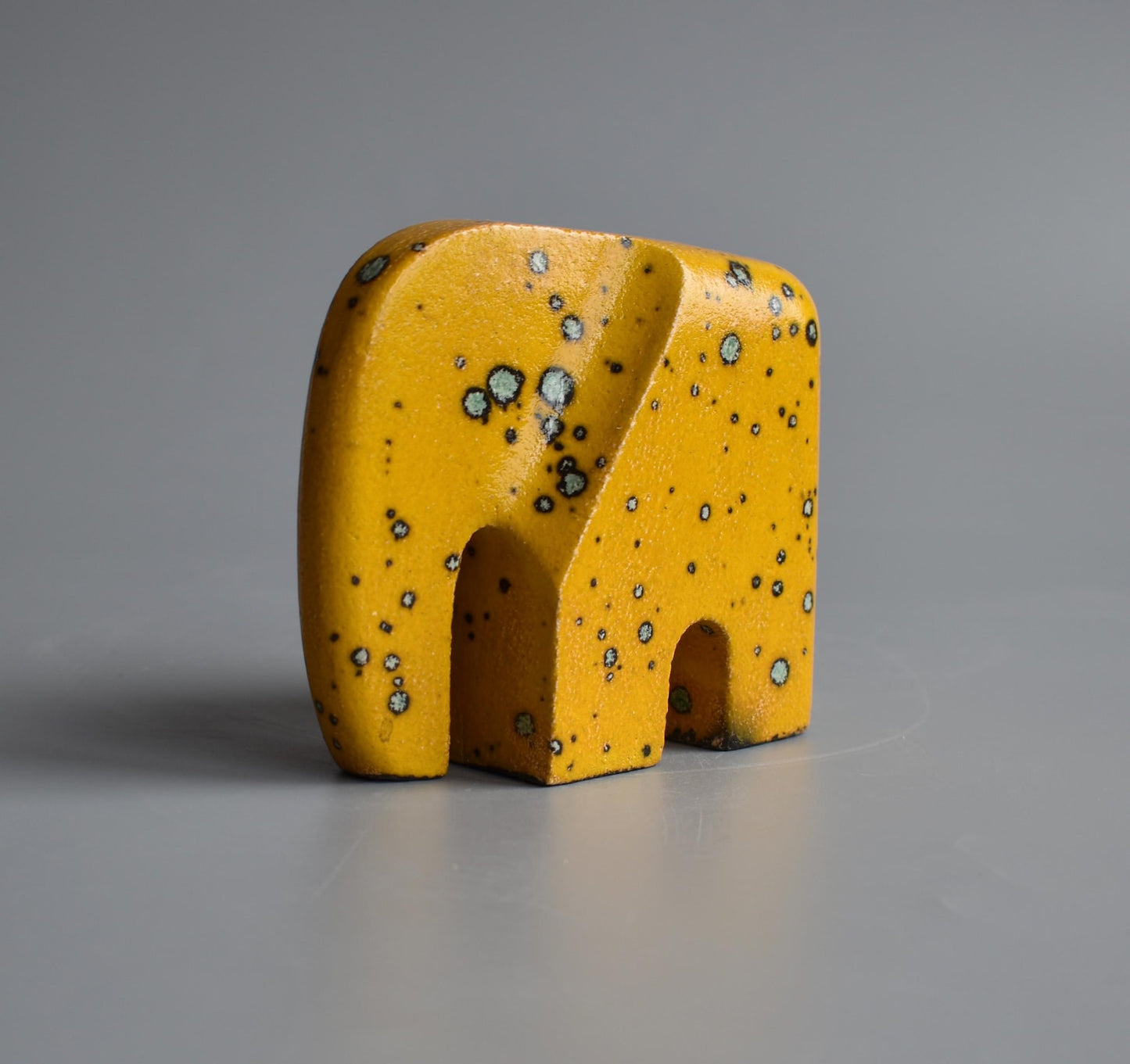 Ceramic Elephant Figurine – Yellow Speckled