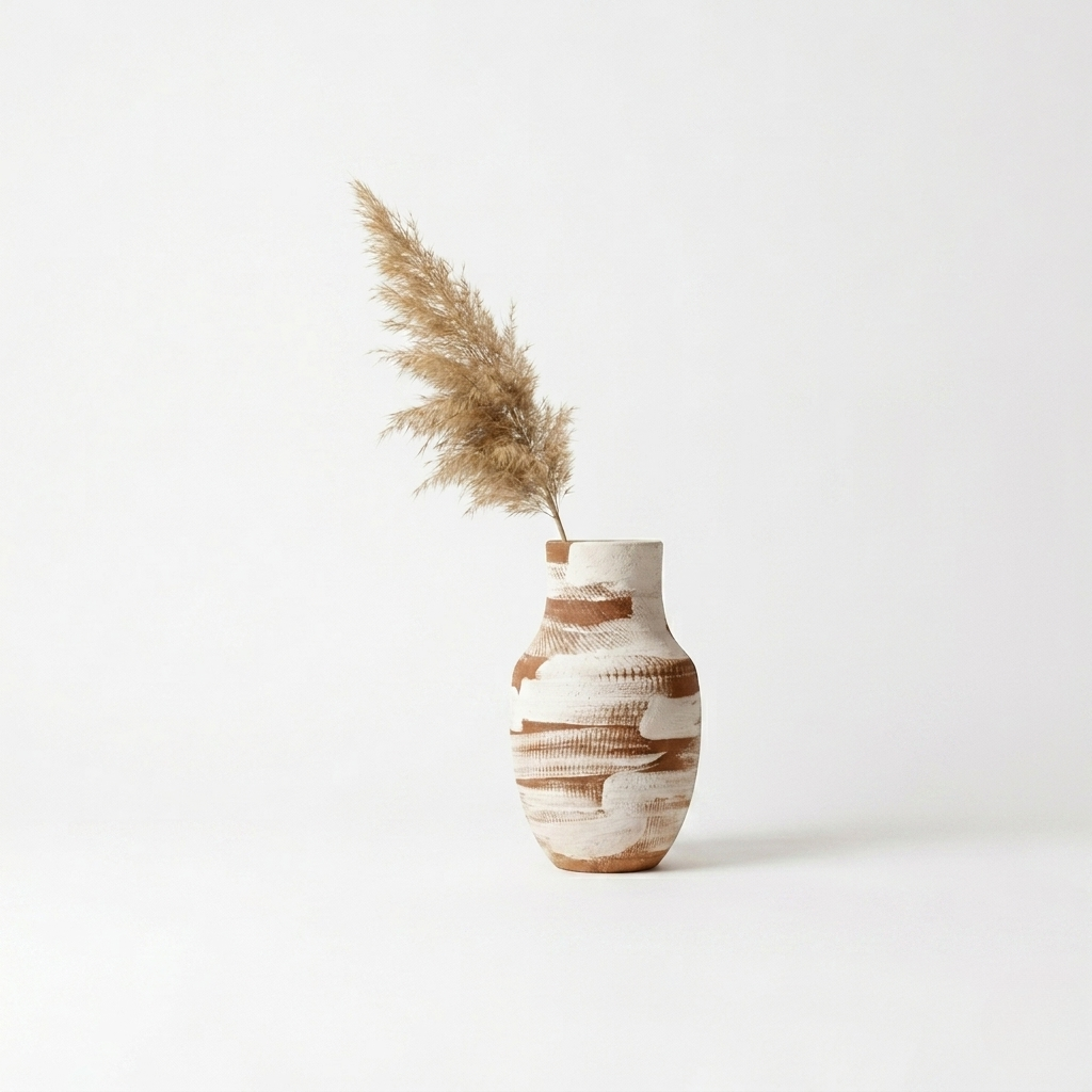 Ceramic Vase – Rustic Brown and White