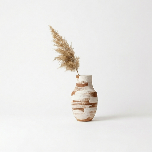 Ceramic Vase – Rustic Brown and White