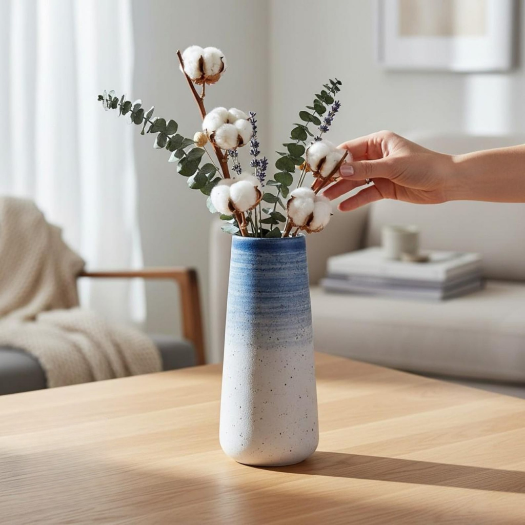 Ceramic Porcelain Vase – Blue Ombre
