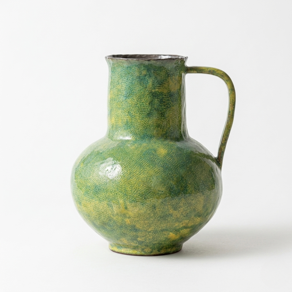Ceramic Pitcher Vase – Green Glaze