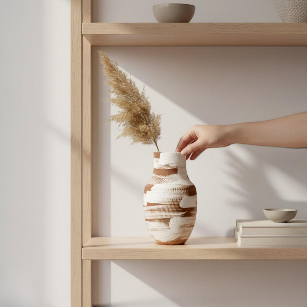 Ceramic Vase – Rustic Brown and White