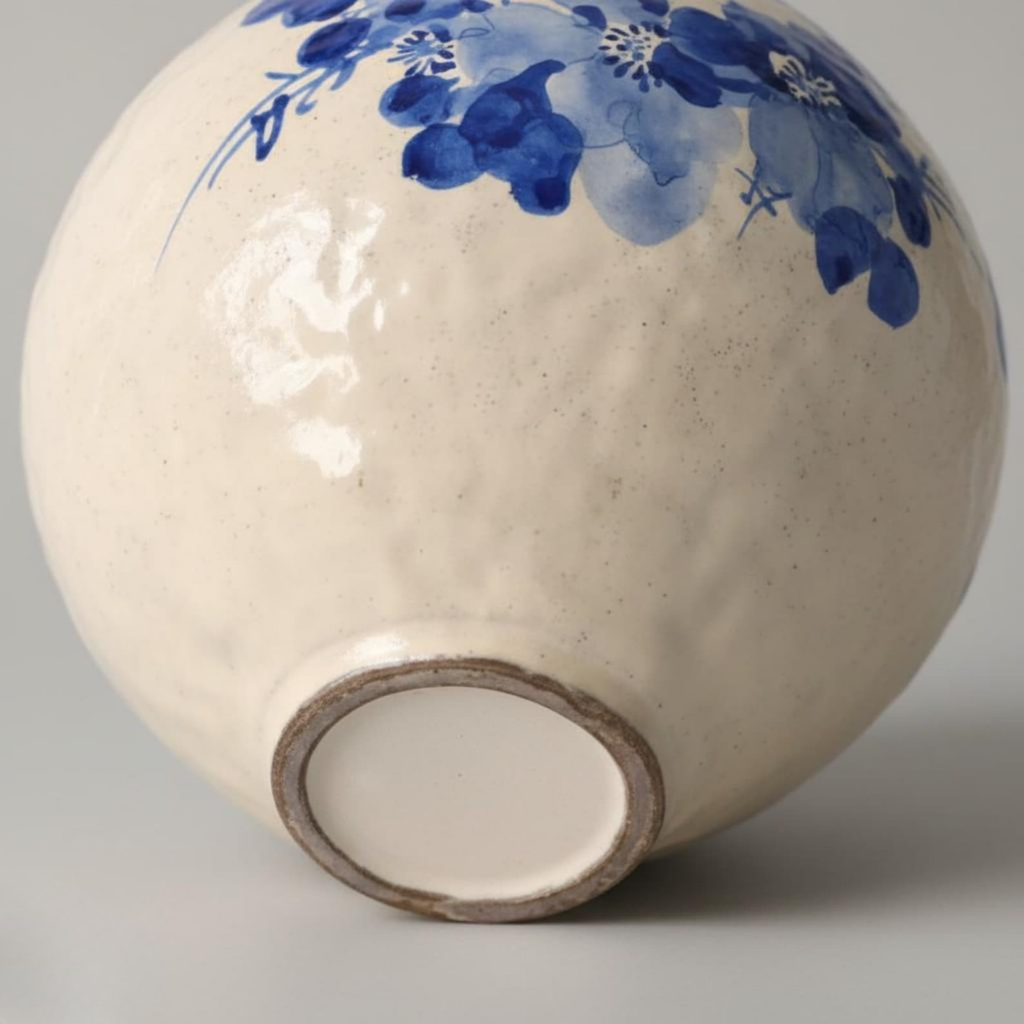 Ceramic Vase – Blue Floral Hand-Painted