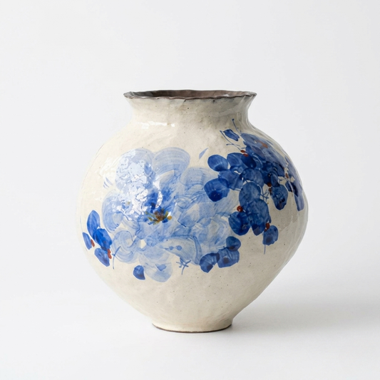 Ceramic Vase – Blue Floral Hand-Painted
