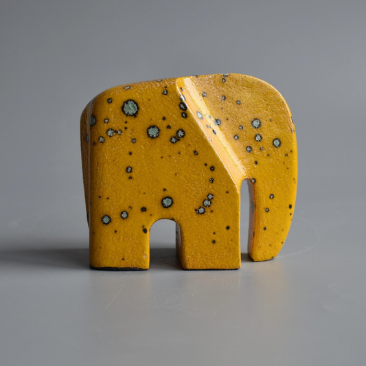 Ceramic Elephant Figurine – Yellow Speckled