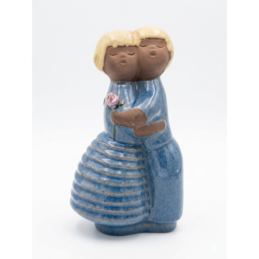 Ceramic Couple Figurine – Blue Glaze