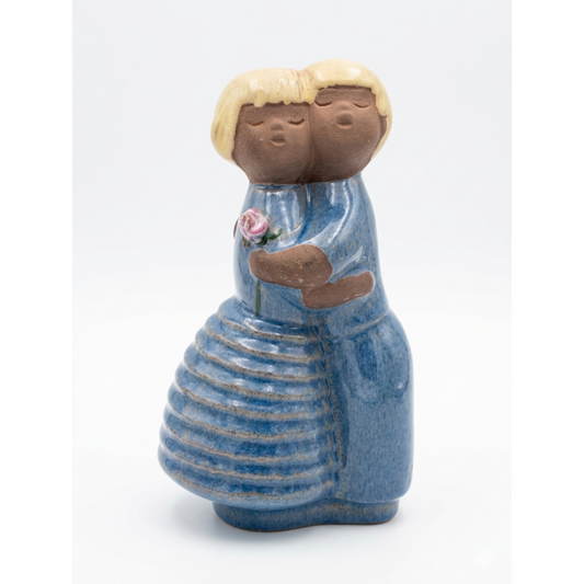 Ceramic Couple Figurine – Blue Glaze