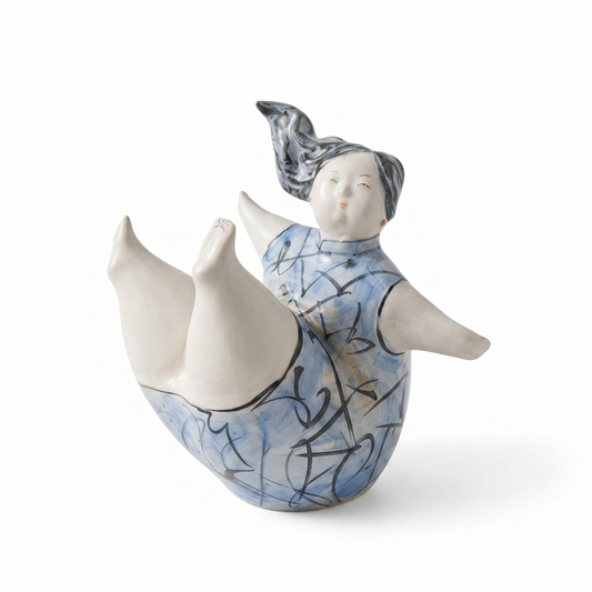 Ceramic Girl Figurine – Blue Cheongsam