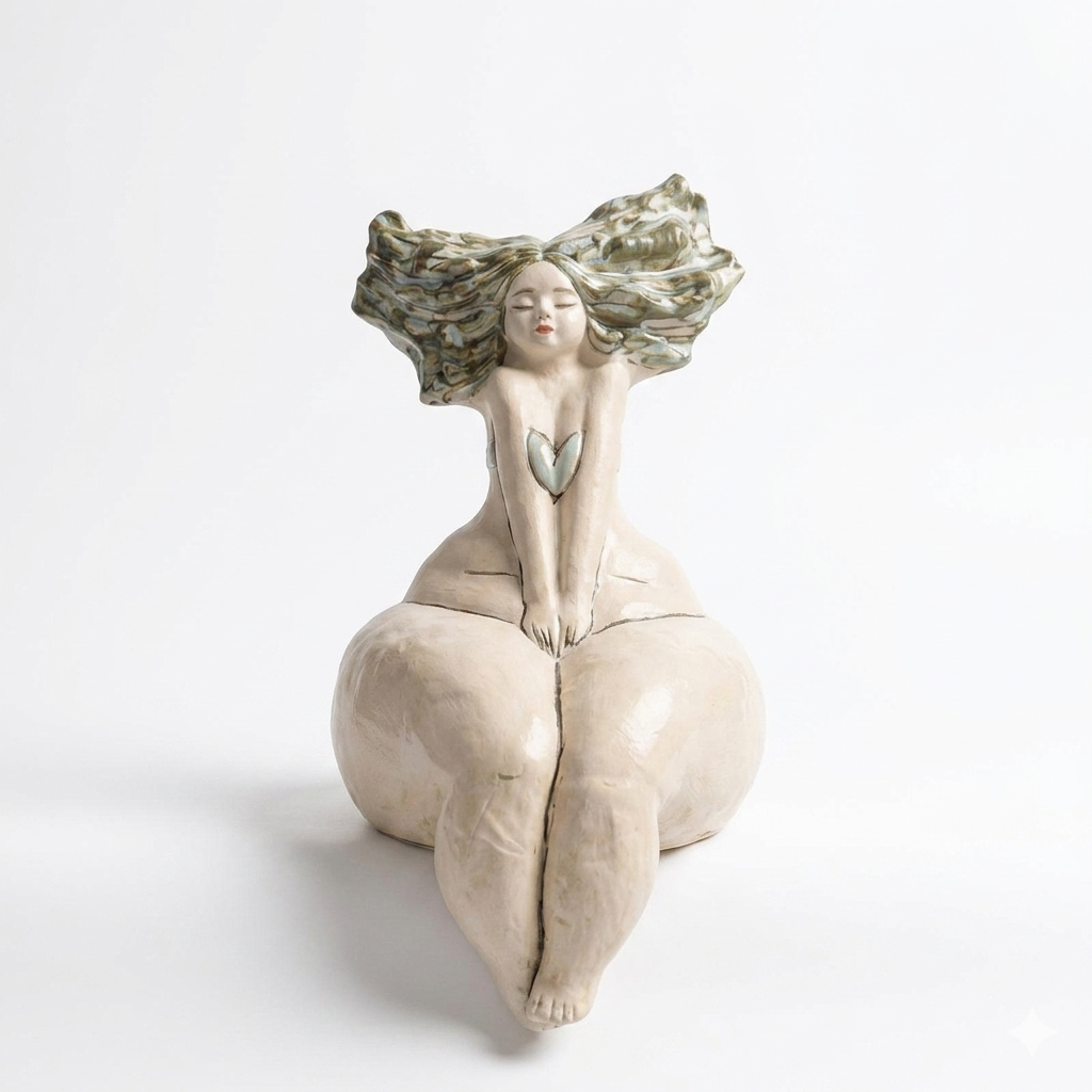 Ceramic Woman Figurine – Seated Pose