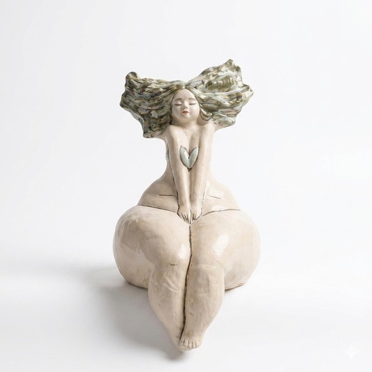 Ceramic Woman Figurine – Seated Pose